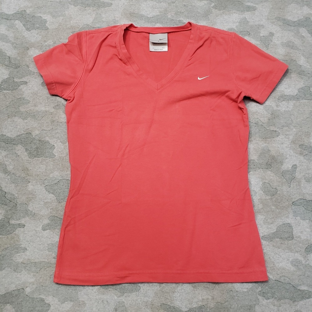 Nike Top Womens Small Red V-Neck Short Sleeve